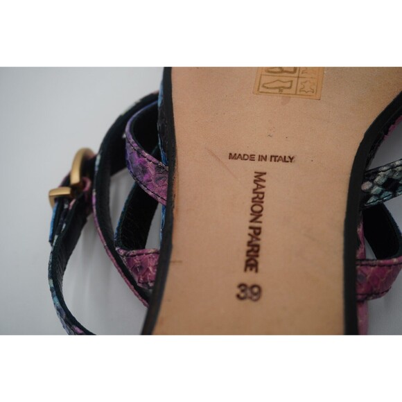 Marion Parke Toscana Harvey Python Snakeskin Indigo Strappy Sandals Size 8.5/39 - Picture 11 of 16
